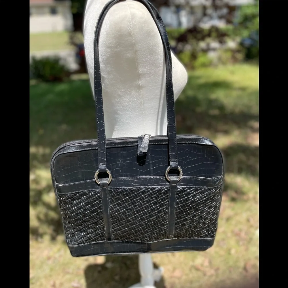 Coldwater Creek’s Black Faux Gator Embossed & Woven Laptop Bag